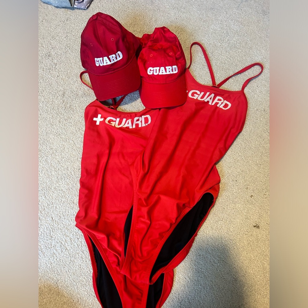 Nike Lifeguard Racerback One Piece Swimsuit and Guard hat